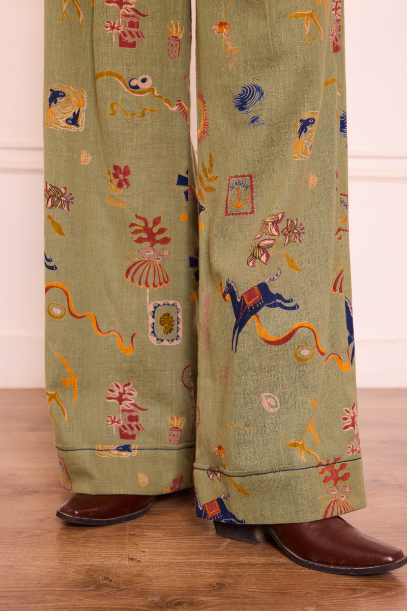 Sea Moss Handspun Handwoven Organic Cotton Trousers