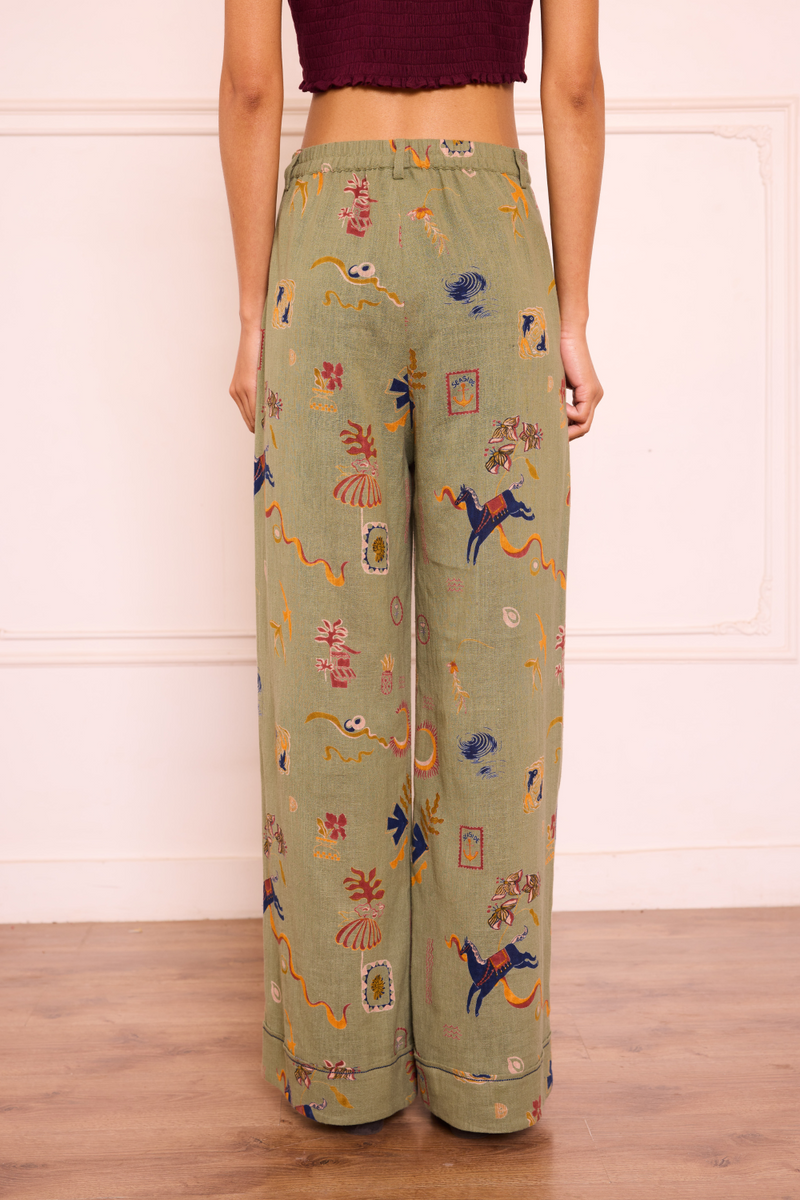 Sea Moss Handspun Handwoven Organic Cotton Trousers