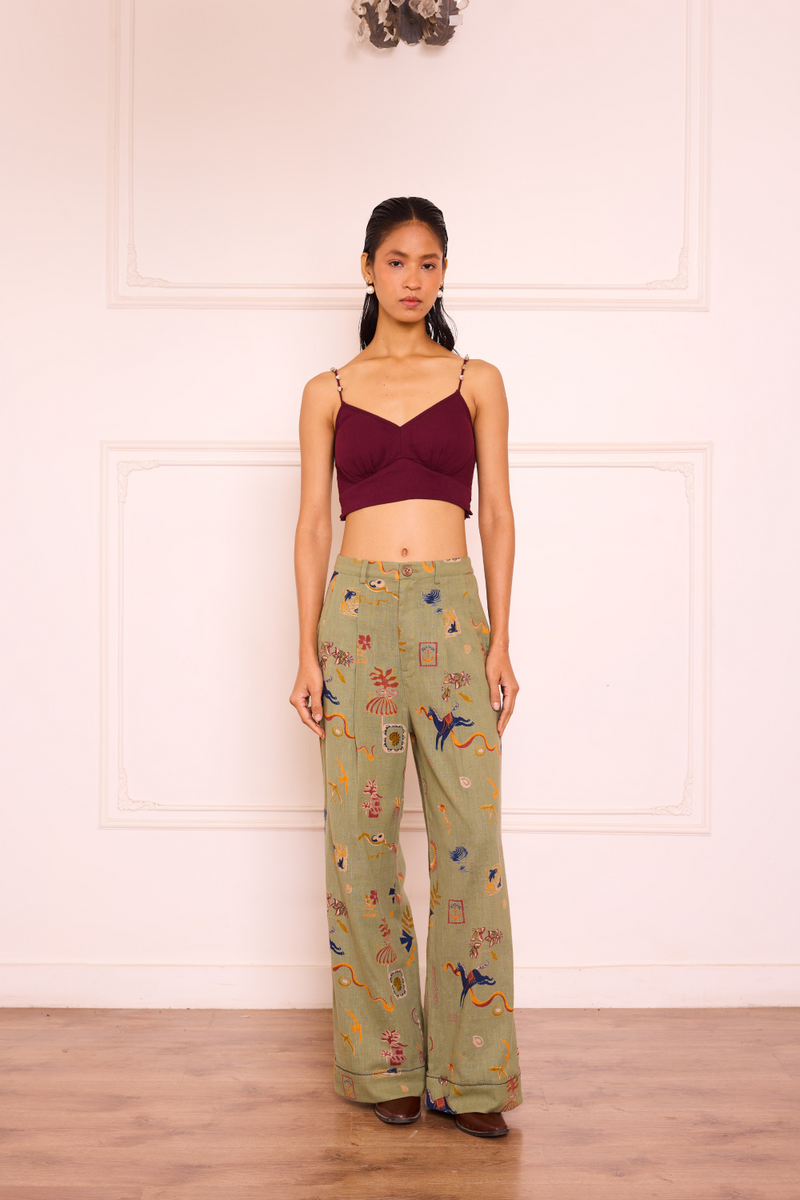 Sea Moss Handspun Handwoven Organic Cotton Trousers