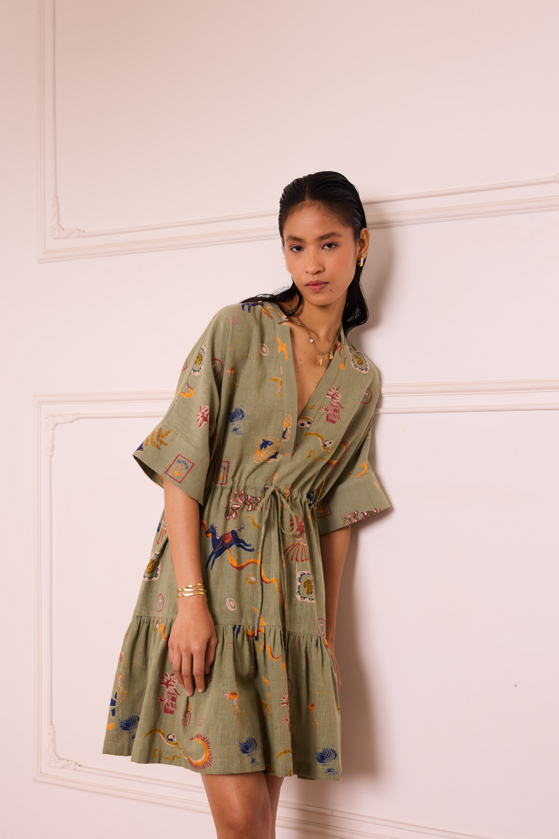 Seaside Bloom Handspun Handwoven Organic Cotton Dress