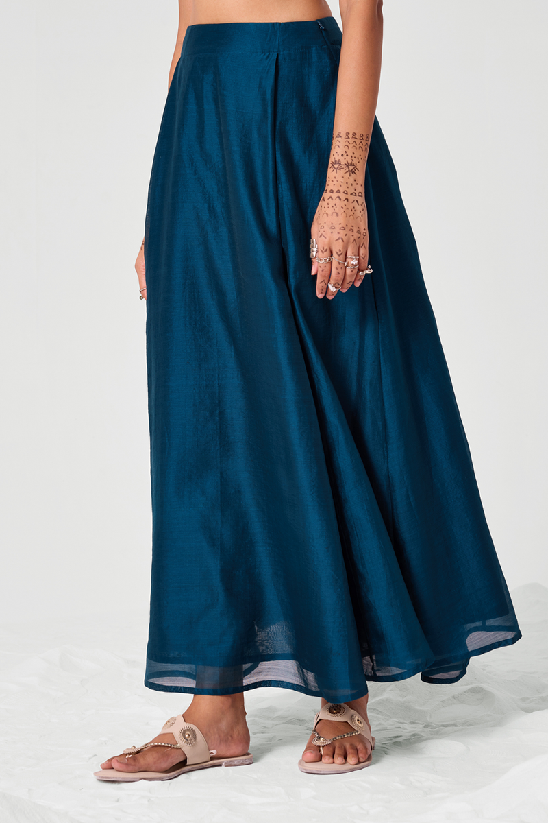 Sen Teal Handwoven Maxi Skirt
