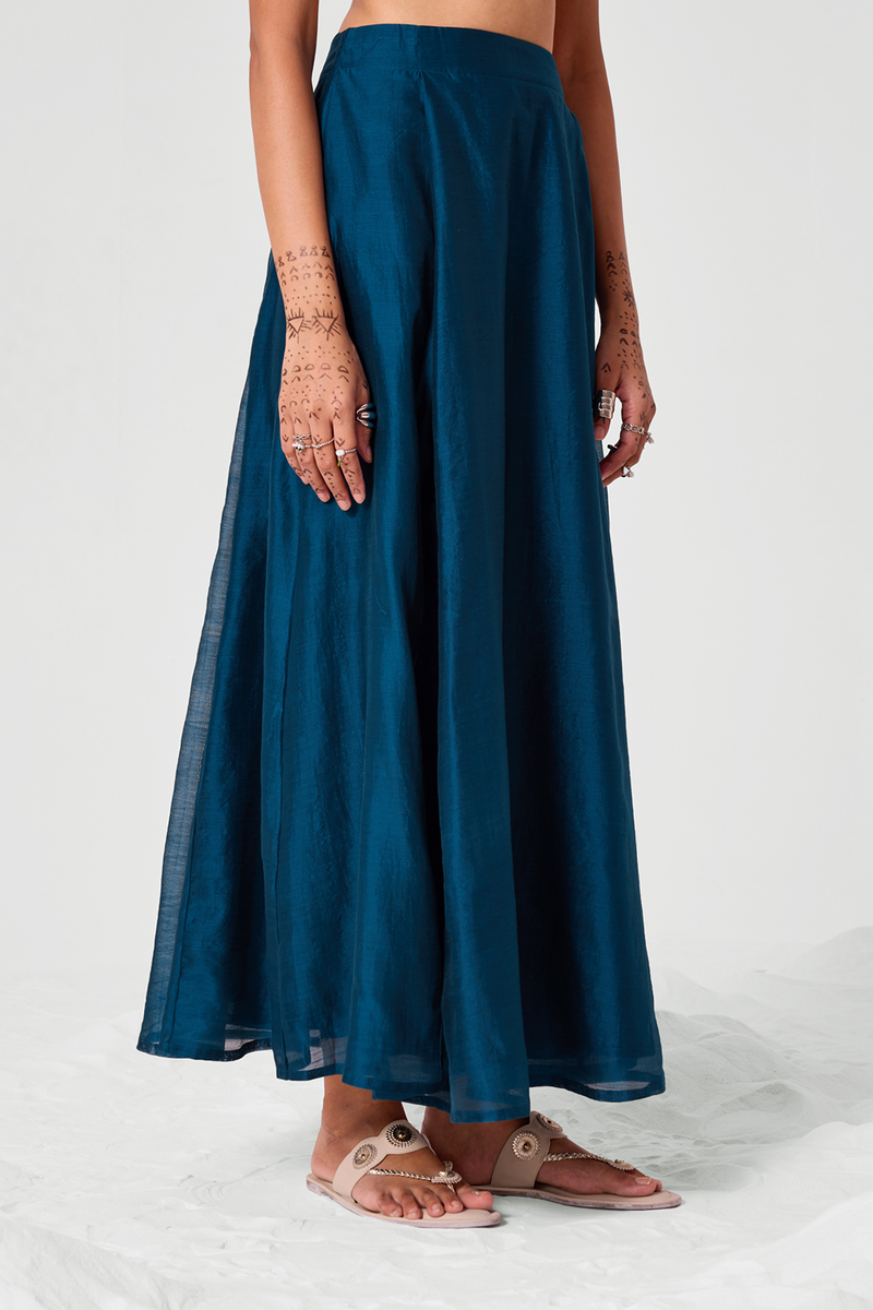 Sen Teal Handwoven Maxi Skirt