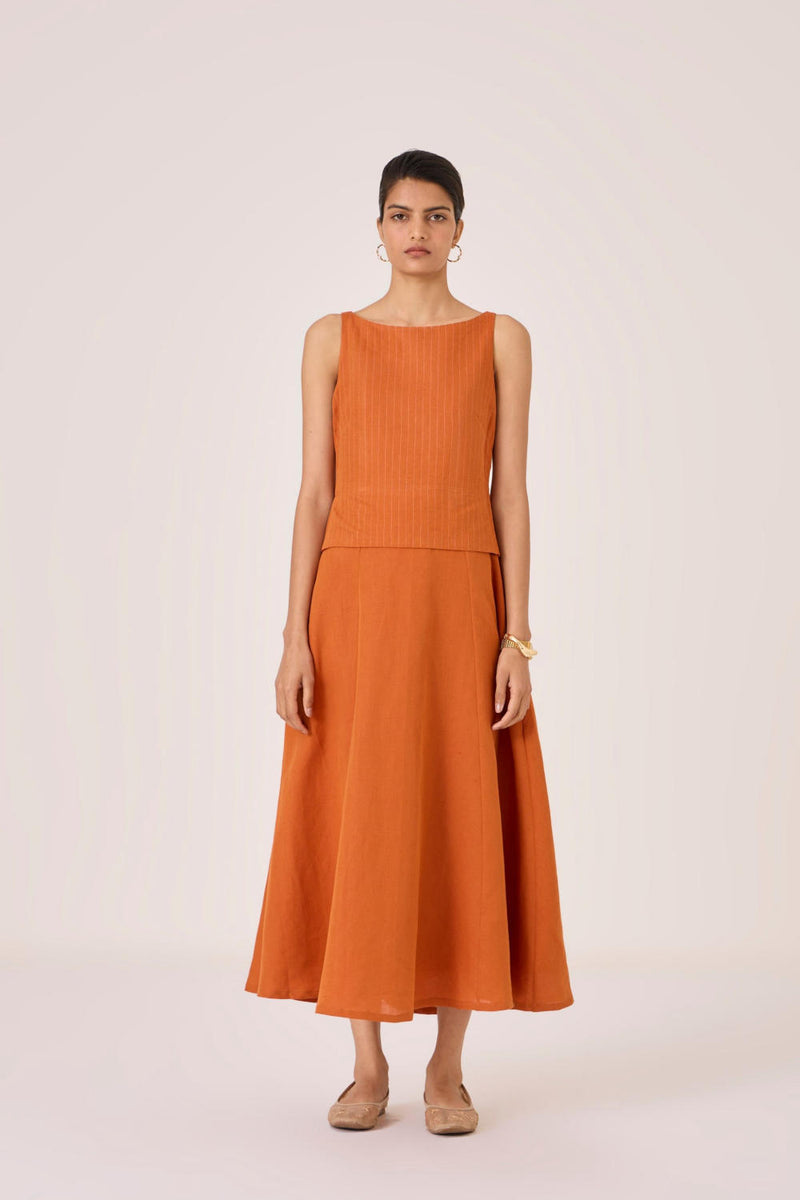 Senaka Tangerine Quilted Dress cotton by The Summer House in orange color for women in Singapore