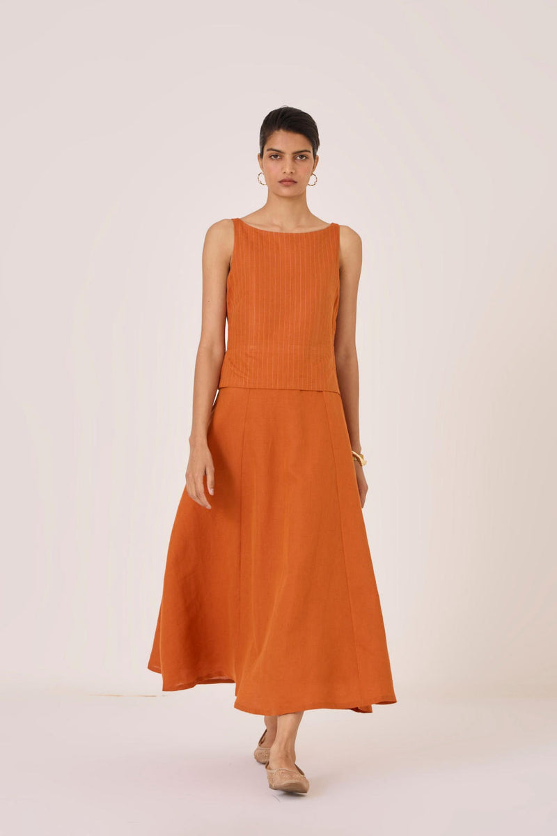 Senaka Tangerine Quilted Dress cotton by The Summer House in orange color for women in Singapore