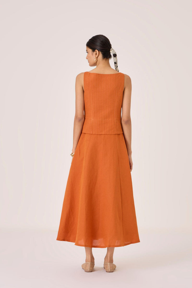 Senaka Tangerine Quilted Dress cotton by The Summer House in orange color for women in Singapore