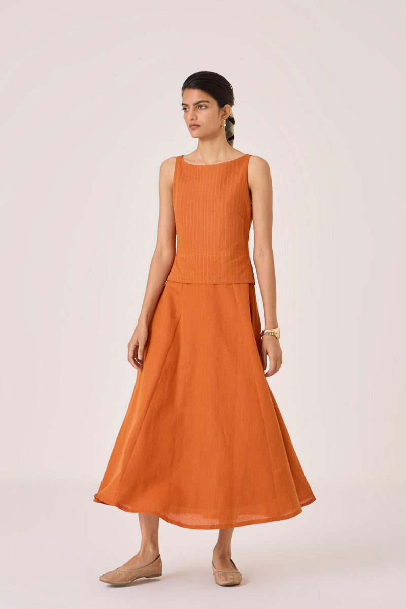 Senaka Tangerine Quilted Dress cotton by The Summer House in orange color for women in Singapore