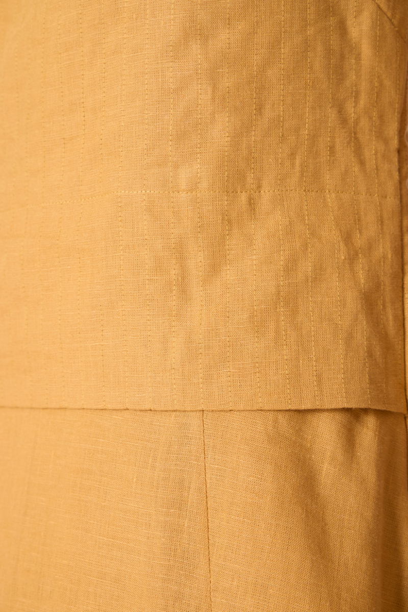 Senaka Yellow Linen Panelled Dress all linen by The Summer House in yellow color for women in Singapore