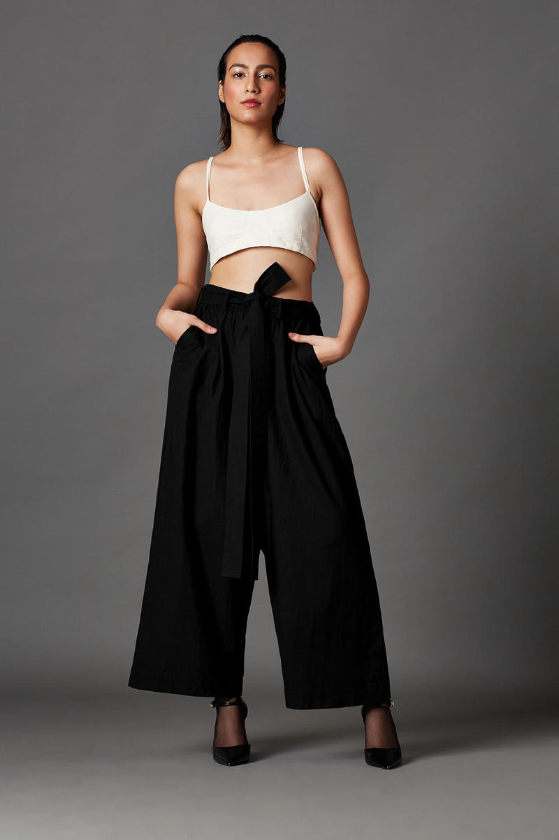 Serey Trousers-Black cotton by Chola in black color for women in Singapore