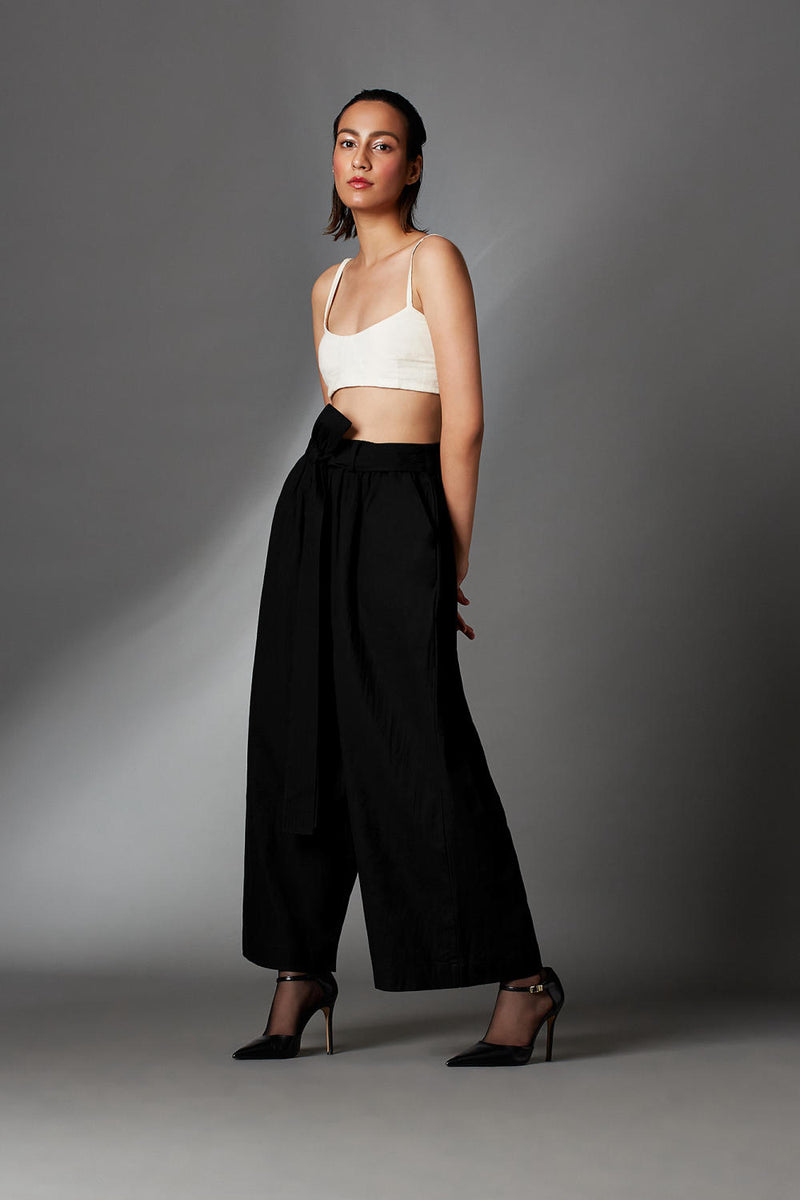 Serey Trousers-Black cotton by Chola in black color for women in Singapore