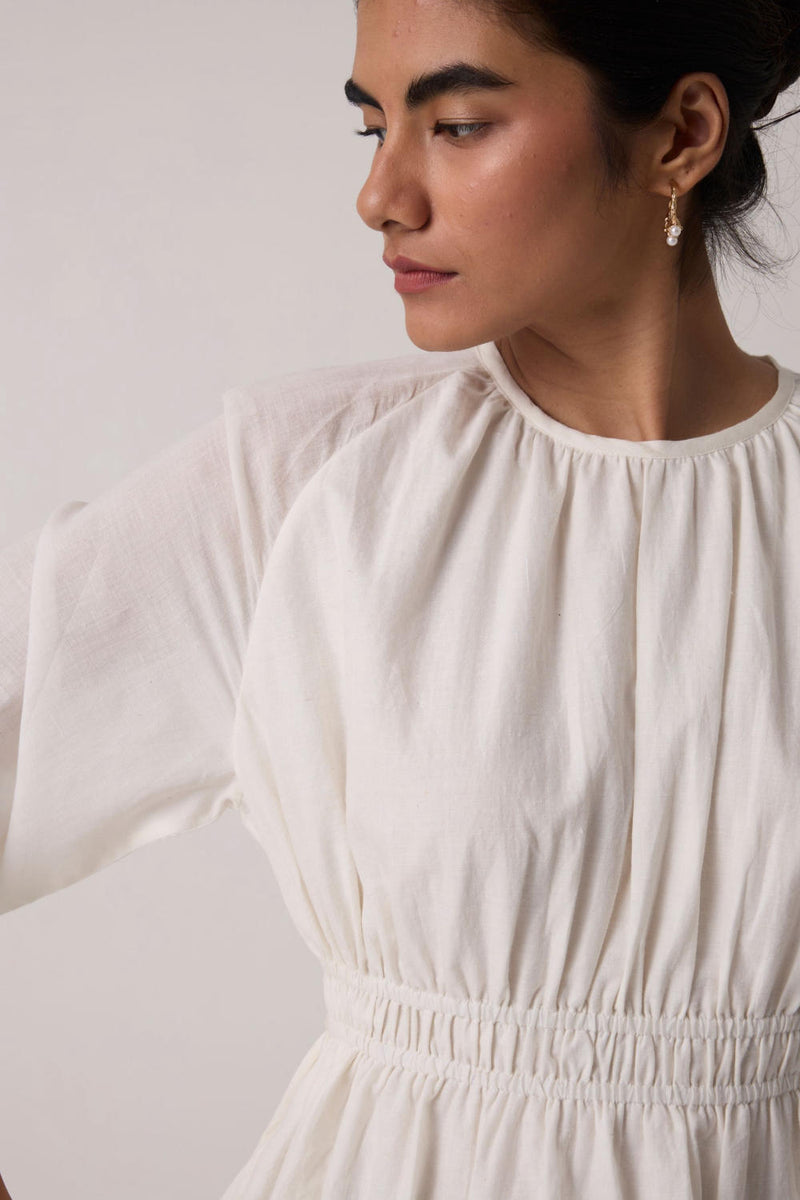 Sergio Off White Cotton Top cotton by The Summer House in white color for women in Singapore