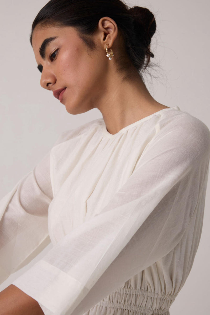 Sergio Off White Cotton Top cotton by The Summer House in white color for women in Singapore
