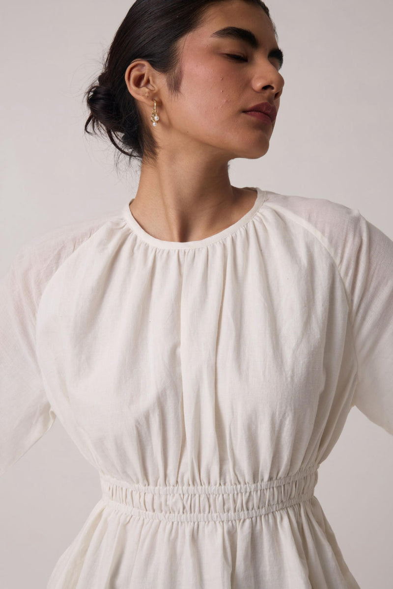 Sergio Off White Cotton Top cotton by The Summer House in white color for women in Singapore