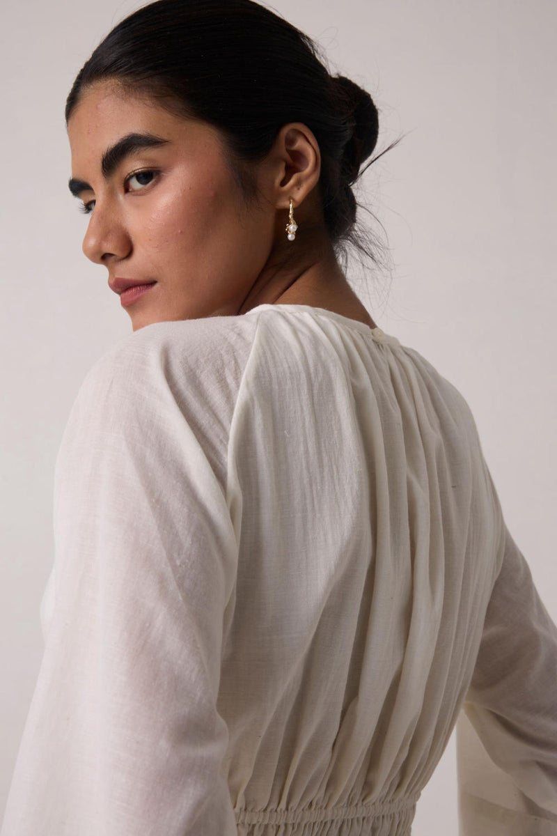 Sergio Off White Cotton Top cotton by The Summer House in white color for women in Singapore