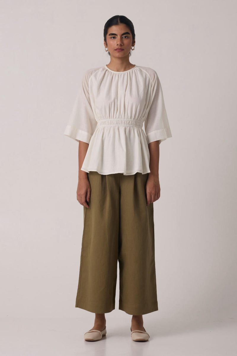 Sergio Off White Cotton Top cotton by The Summer House in white color for women in Singapore