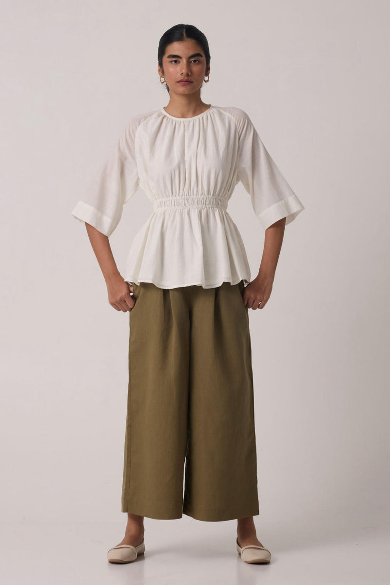 Sergio Off White Cotton Top cotton by The Summer House in white color for women in Singapore