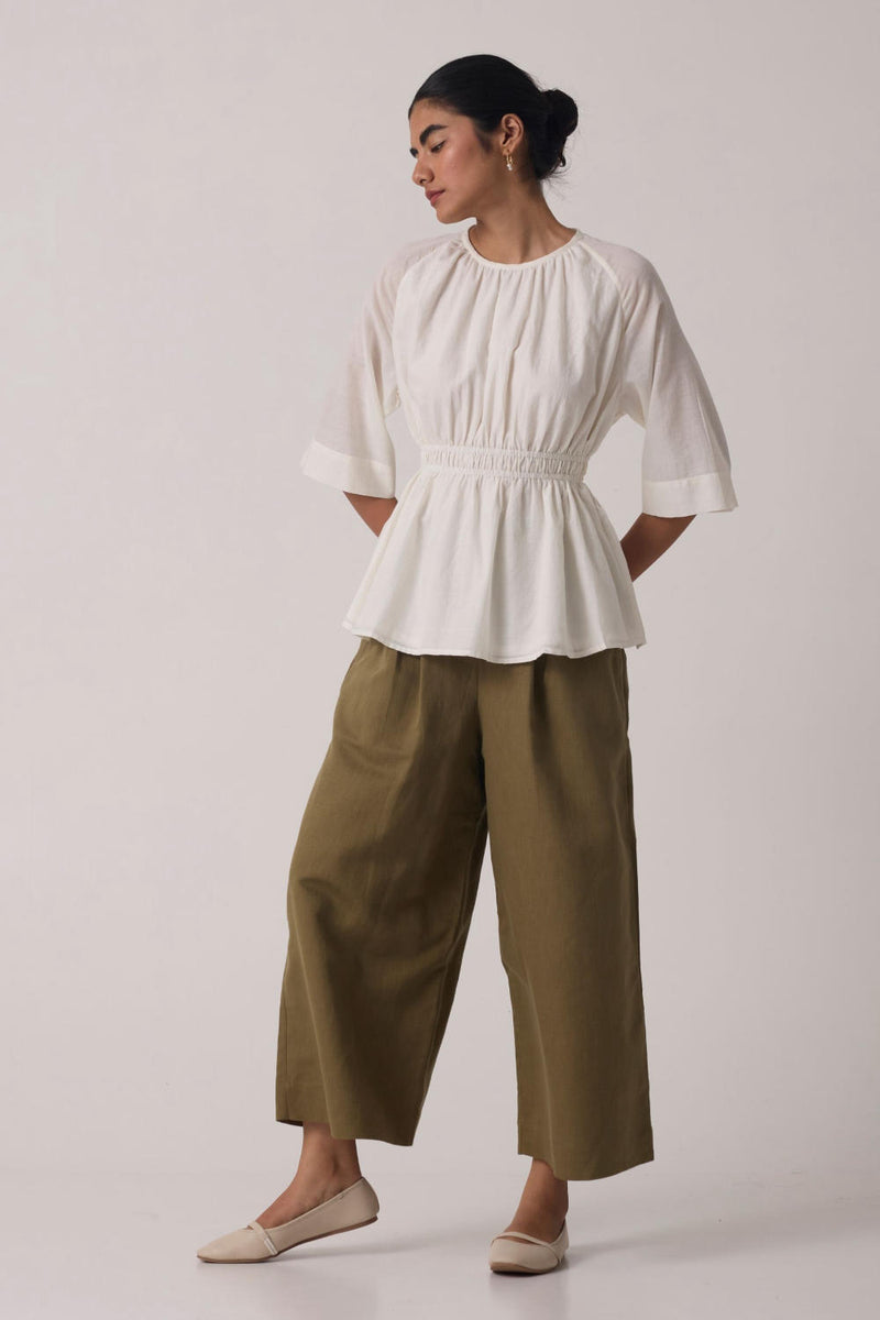 Sergio Off White Cotton Top cotton by The Summer House in white color for women in Singapore
