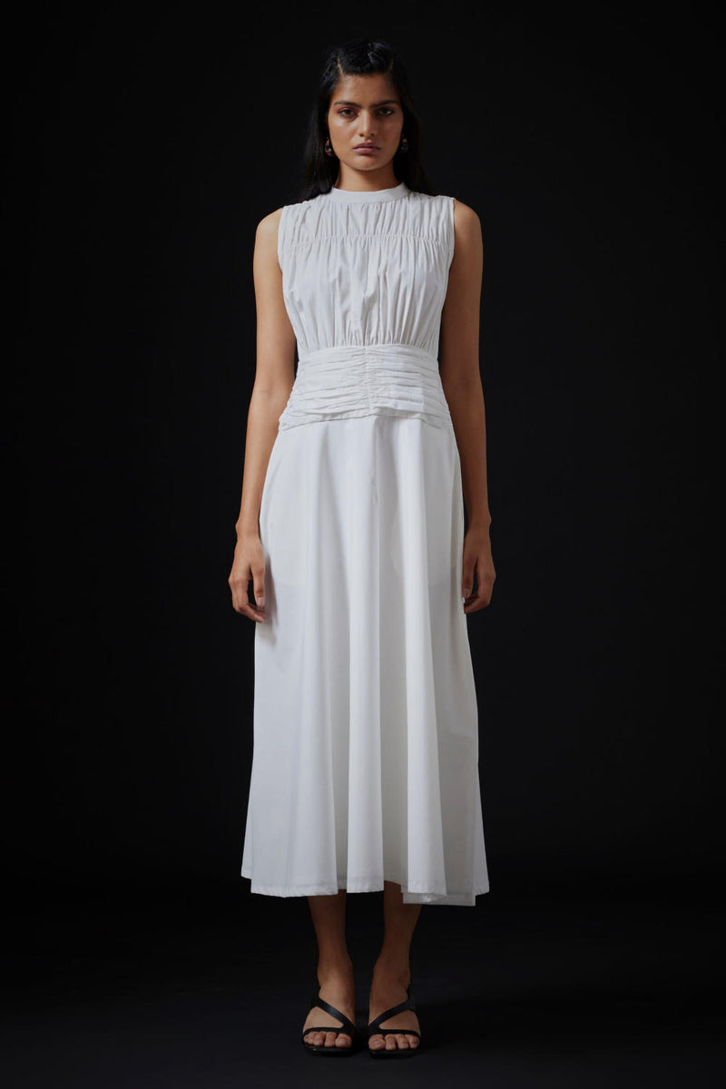 Shae Dress - Milk cotton by The Summer House in white color for women in Singapore
