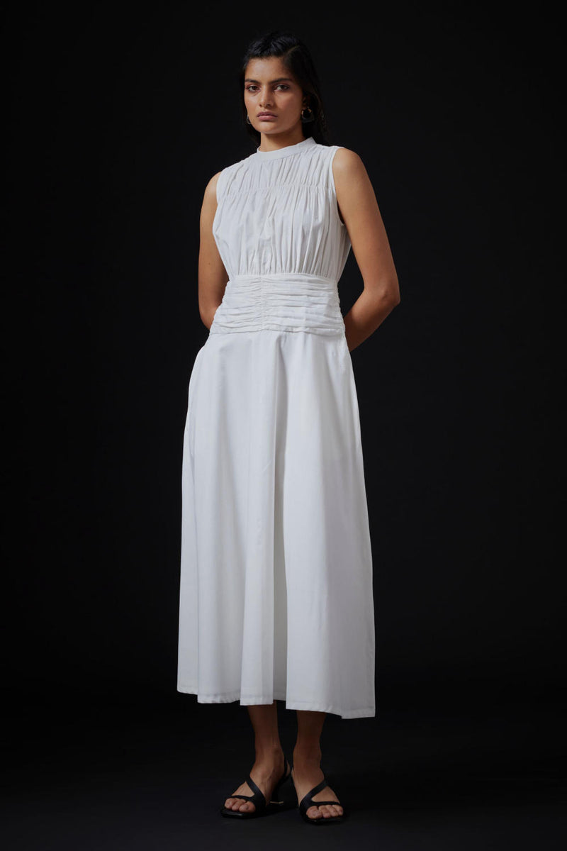 Shae Dress - Milk cotton by The Summer House in white color for women in Singapore
