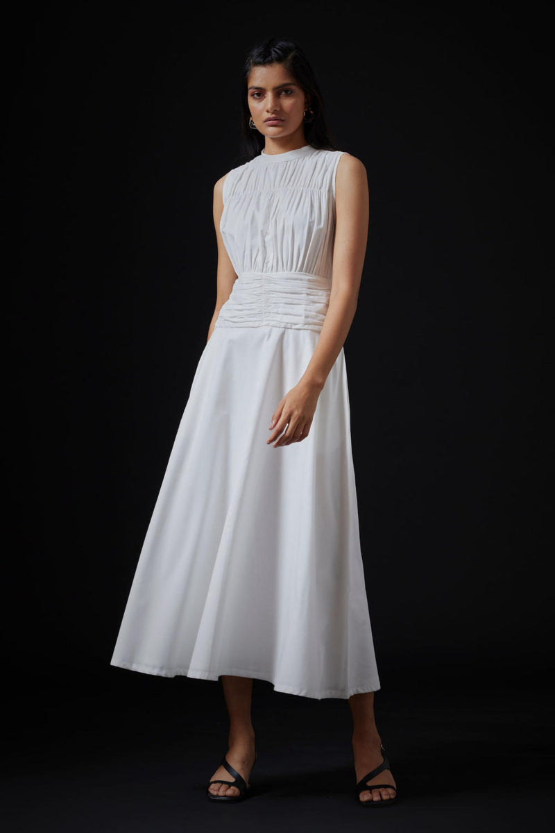 Shae Dress - Milk cotton by The Summer House in white color for women in Singapore