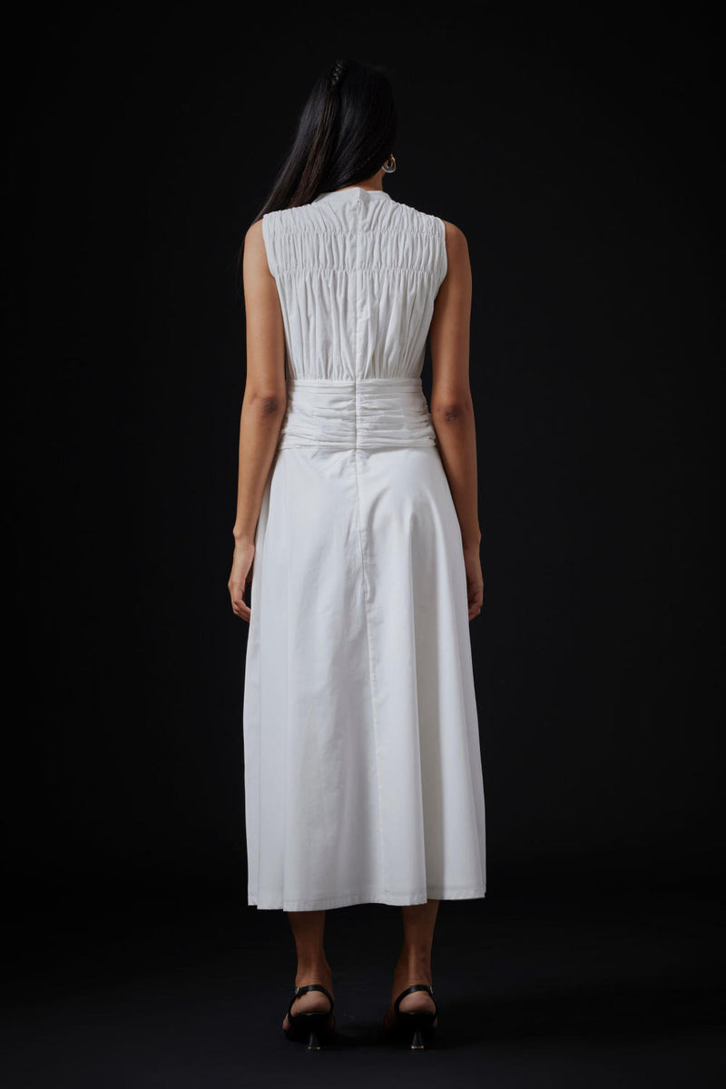 Shae Dress - Milk cotton by The Summer House in white color for women in Singapore