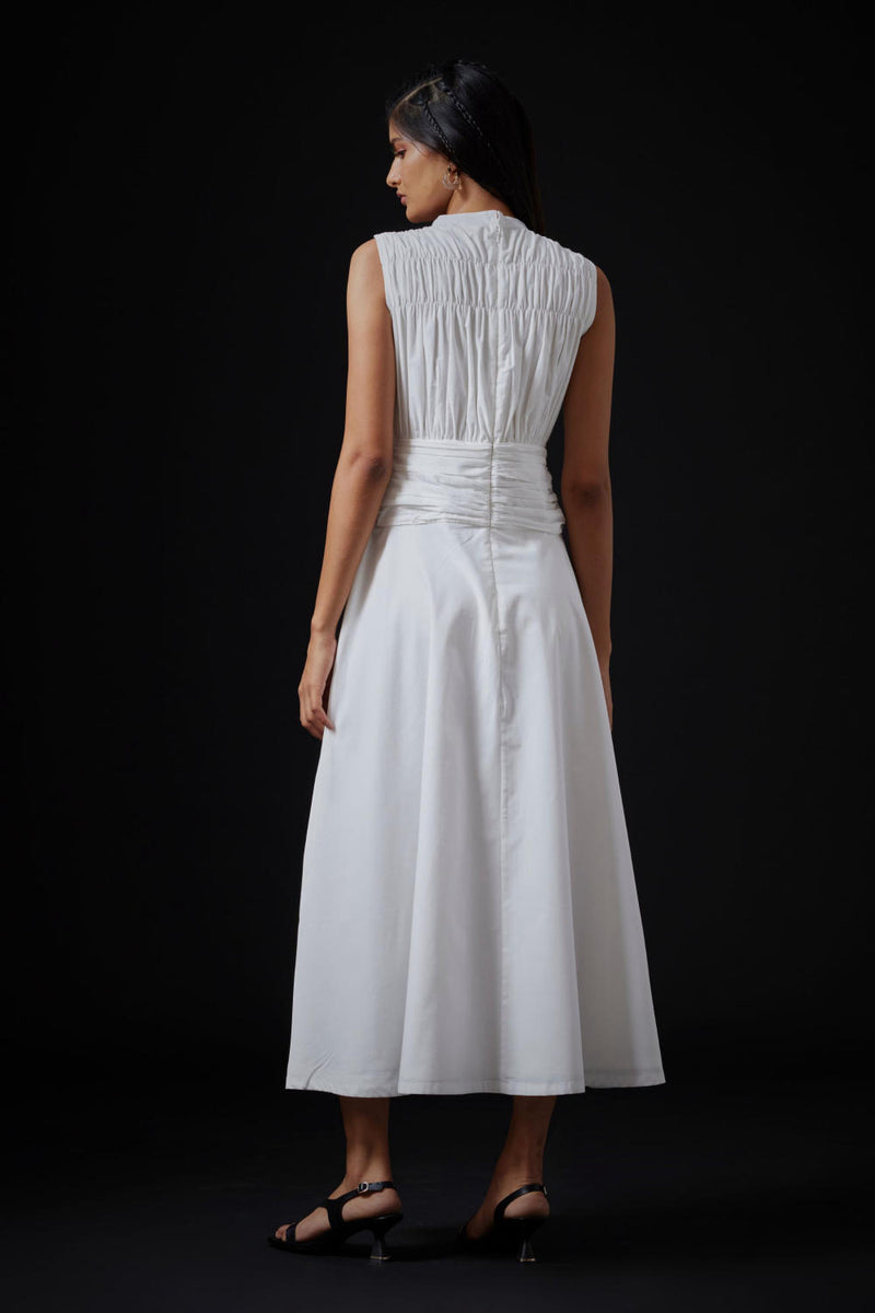 Shae Dress - Milk cotton by The Summer House in white color for women in Singapore