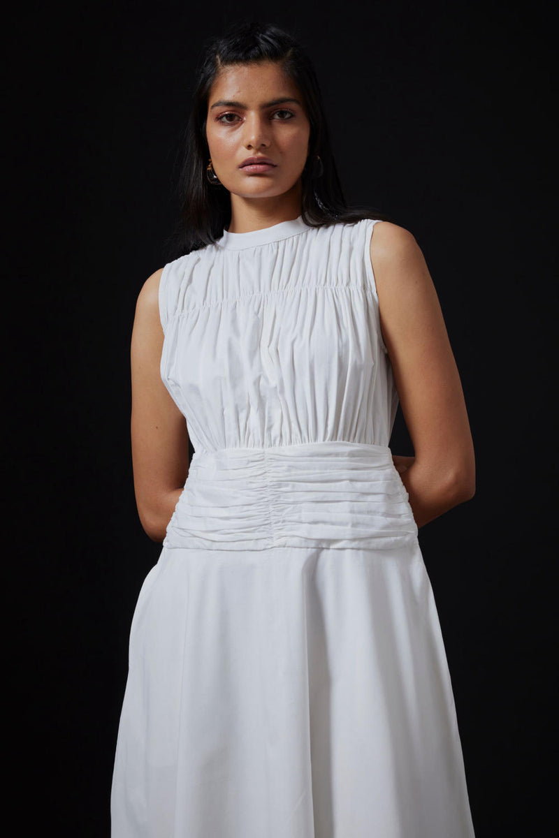 Shae Dress - Milk cotton by The Summer House in white color for women in Singapore