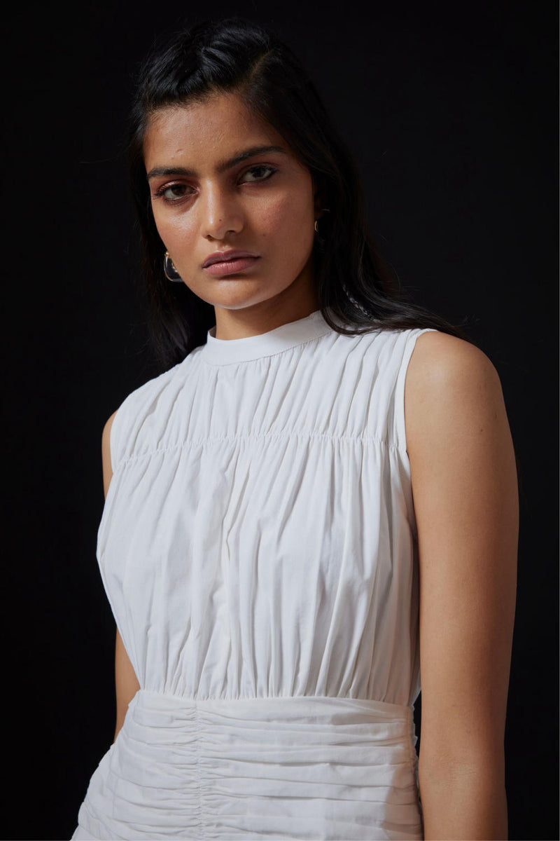 Shae Dress - Milk cotton by The Summer House in white color for women in Singapore