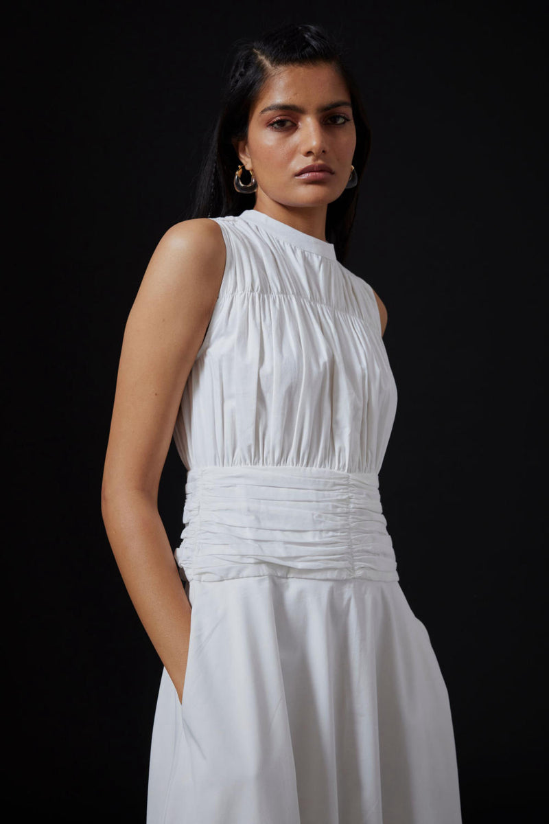 Shae Dress - Milk cotton by The Summer House in white color for women in Singapore