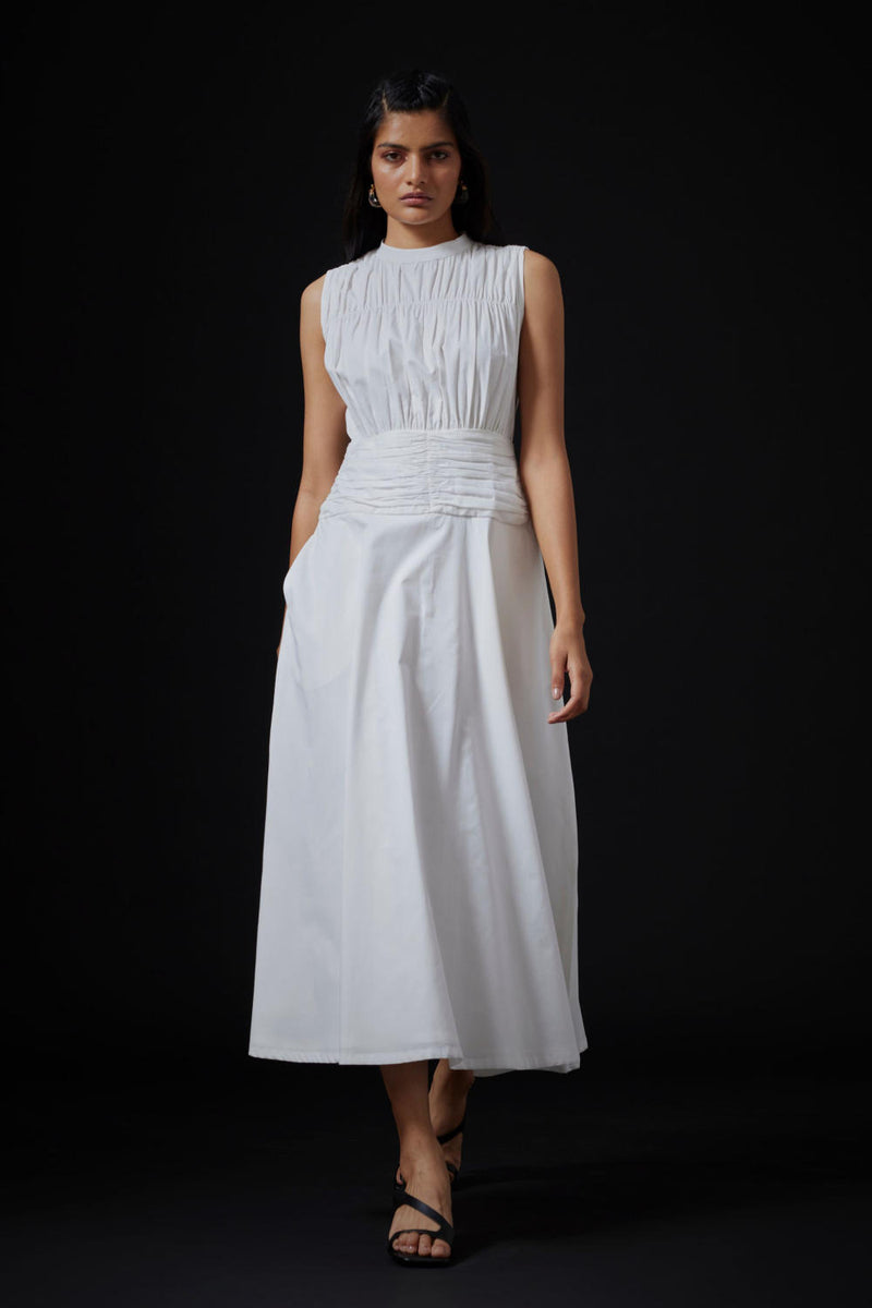 Shae Dress - Milk cotton by The Summer House in white color for women in Singapore