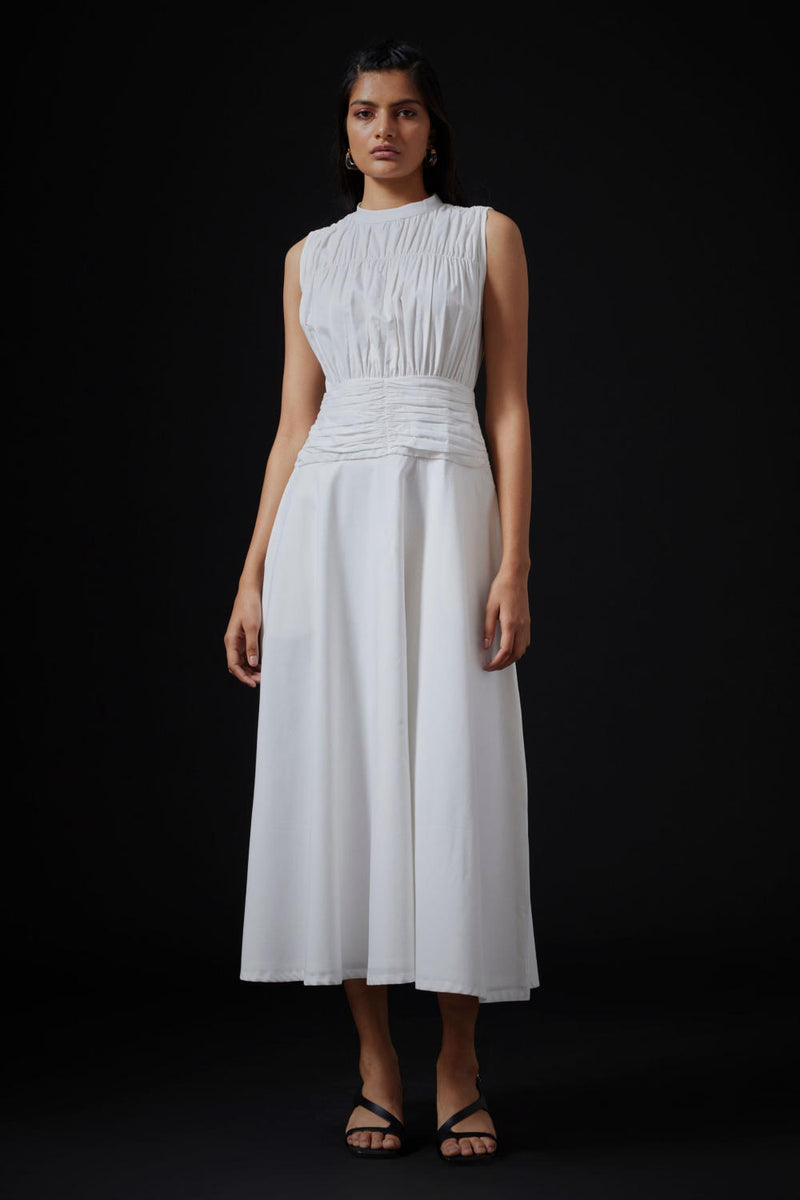 Shae Dress - Milk cotton by The Summer House in white color for women in Singapore
