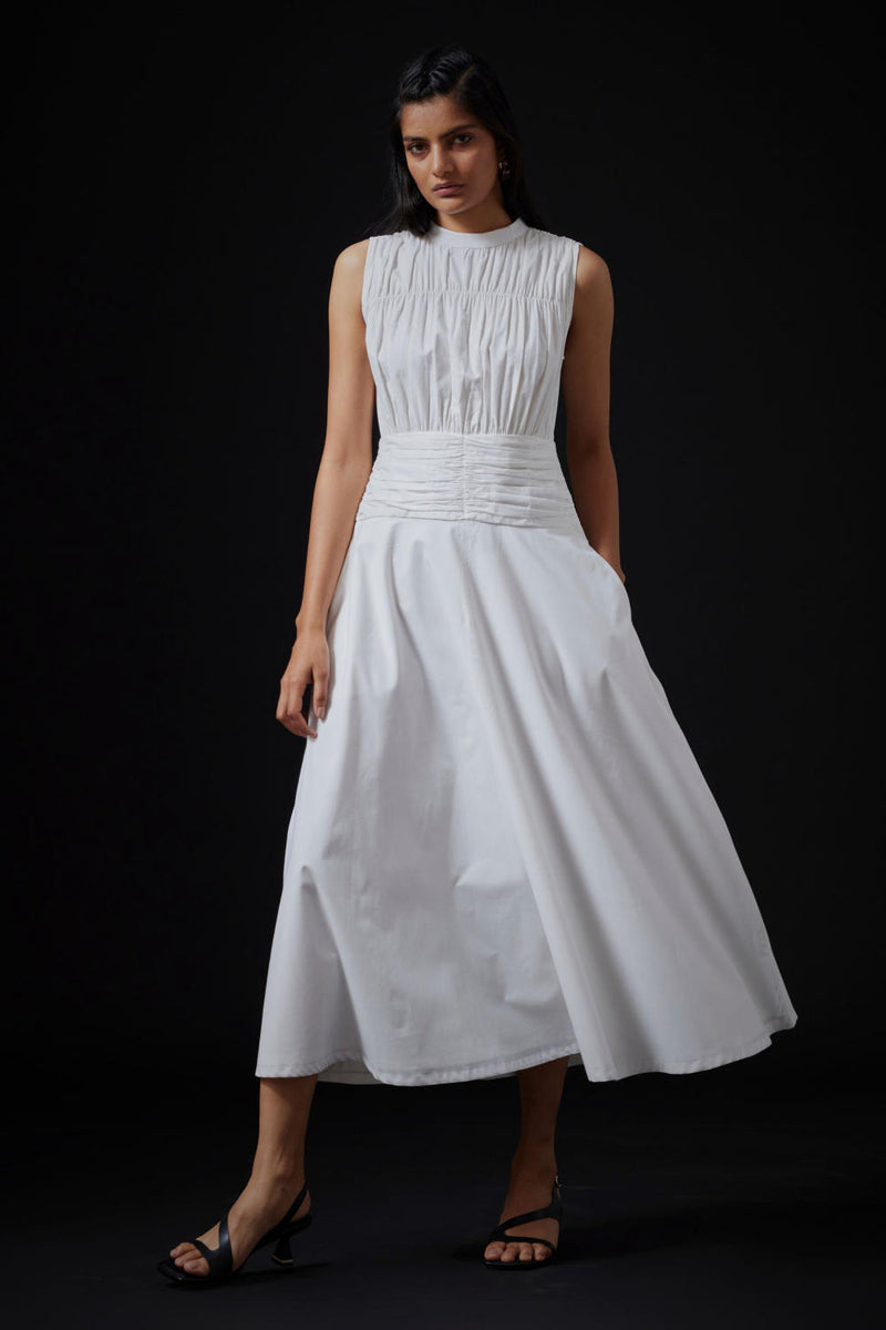 Shae Dress - Milk cotton by The Summer House in white color for women in Singapore