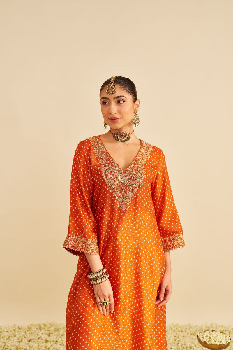 Zaliyah - Long Chauga With Salwar-Orange silk by SHEETAL BATRA in orange color for women in Singapore