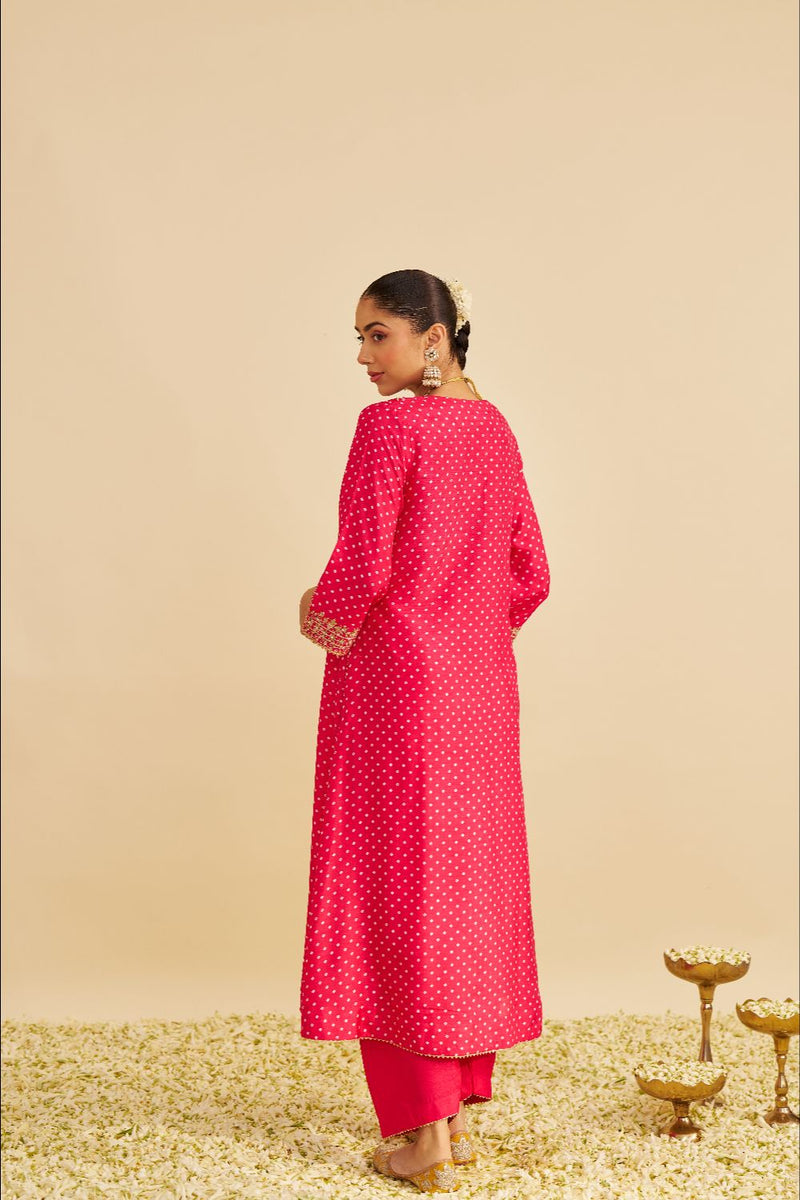 Amaya - Long Kaftan With Salwar-Hotpink silk by SHEETAL BATRA in pink color for women in Singapore