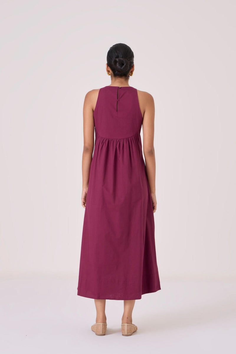 Shehan Burgundy Quilted Dress cotton by The Summer House for women in Singapore