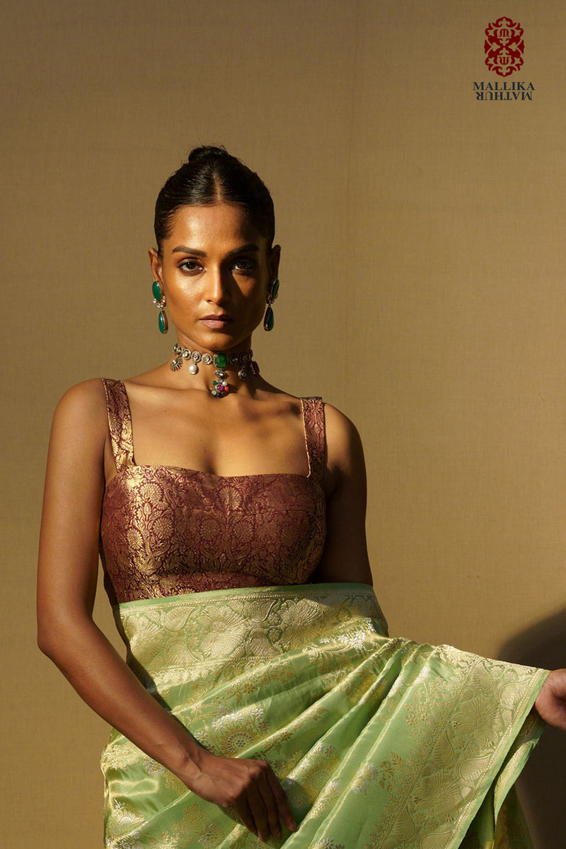 Shikargah blouse wine sleevless silk Buy Shikargah blouse wine sleevless from C&W | for Women by Mallika Mathur for women in Singapore