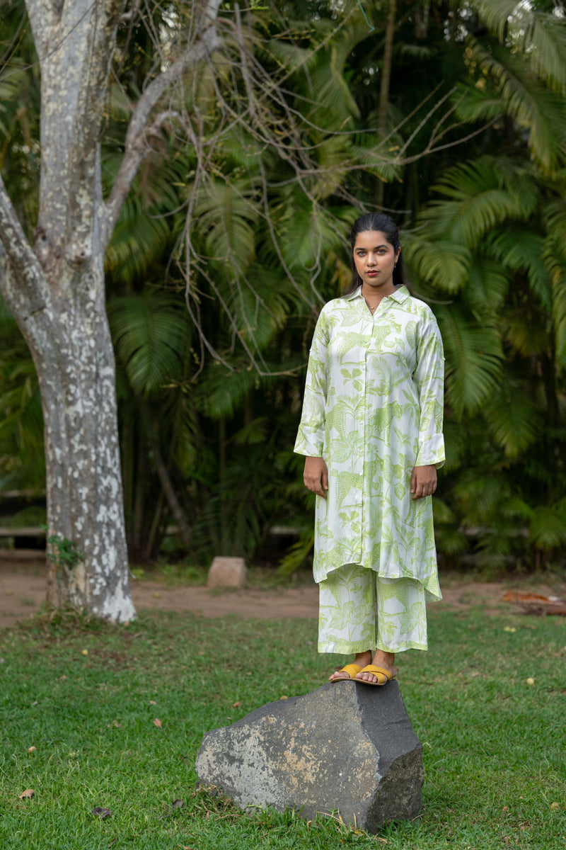 The Horizon Shirt Dress-Lime Green