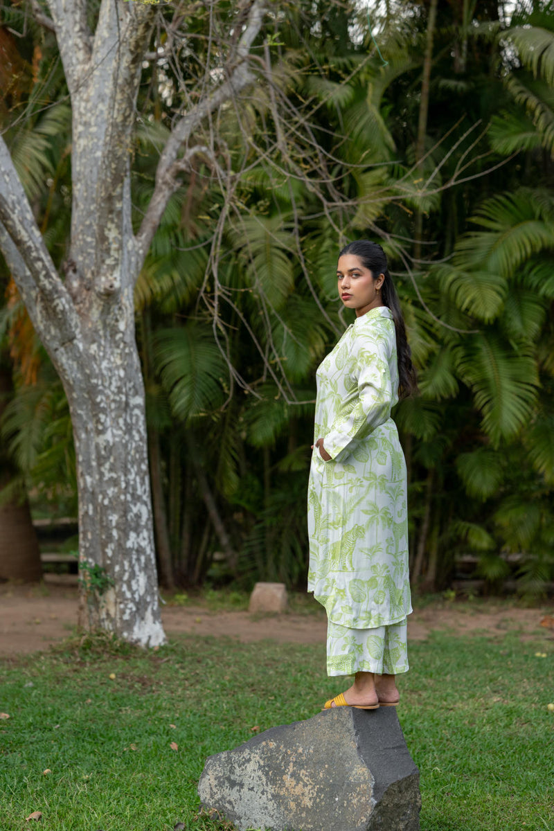 The Horizon Shirt Dress-Lime Green