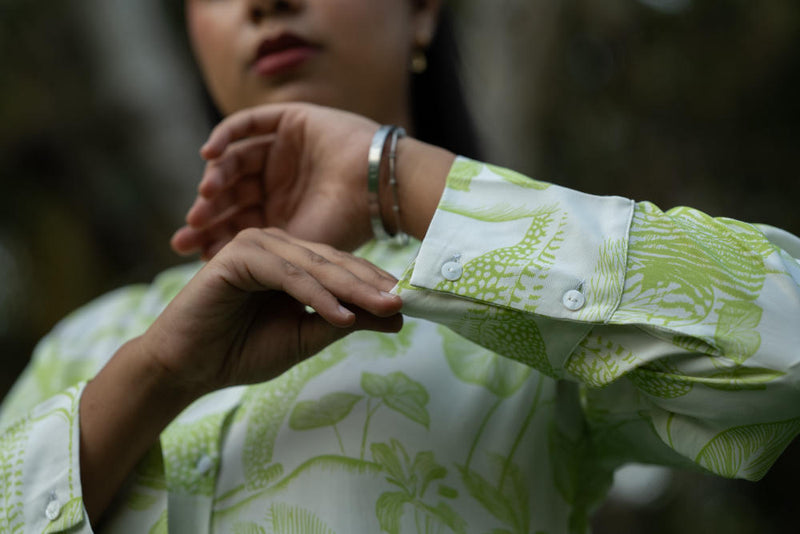 The Horizon Shirt Dress-Lime Green