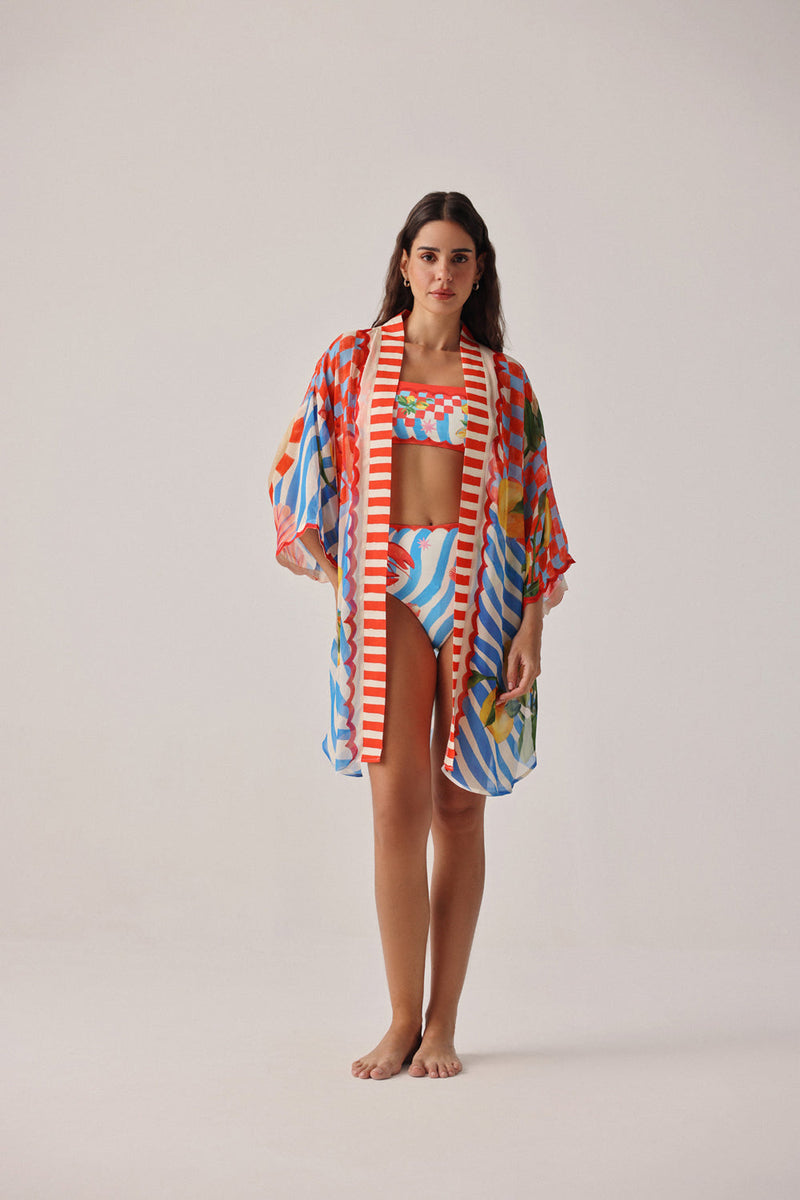 Sia Coverup-Summer Zest viscose georgette resort wear by NOIB in red for women in Singapore