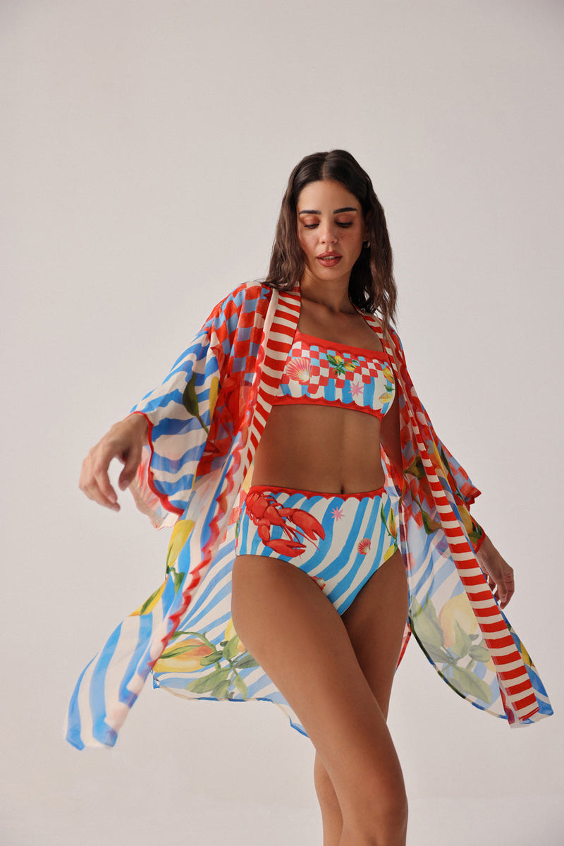 Sia Coverup-Summer Zest viscose georgette resort wear by NOIB in red for women in Singapore