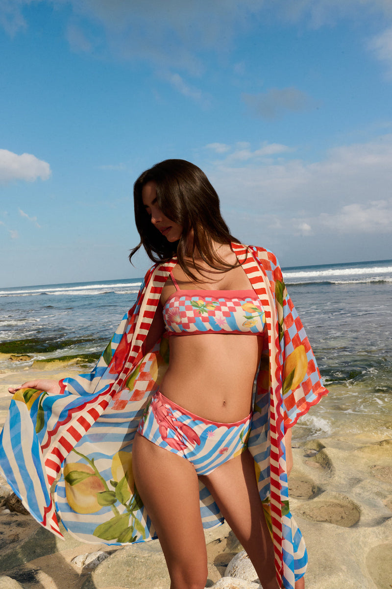 Sia Coverup-Summer Zest viscose georgette resort wear by NOIB in red for women in Singapore
