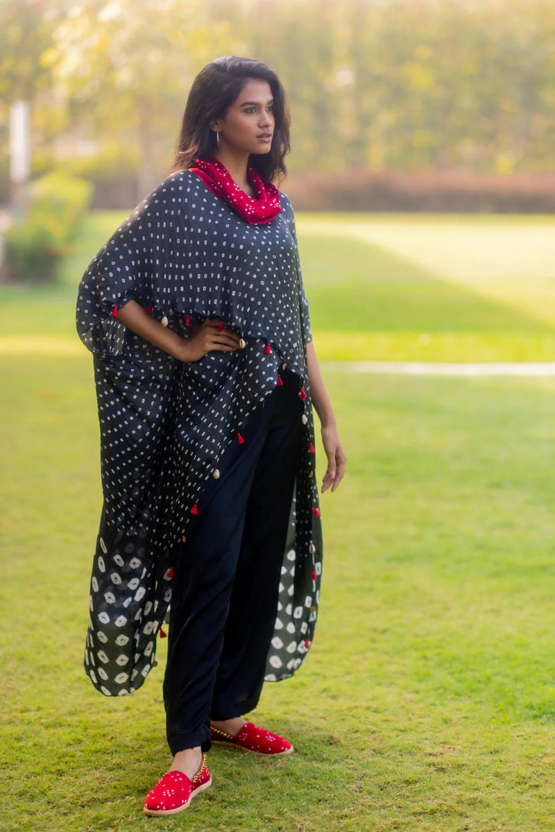 SILK PANTS WITH BEADS-BLACK silk by Dyelogue in black color for women in Singapore
