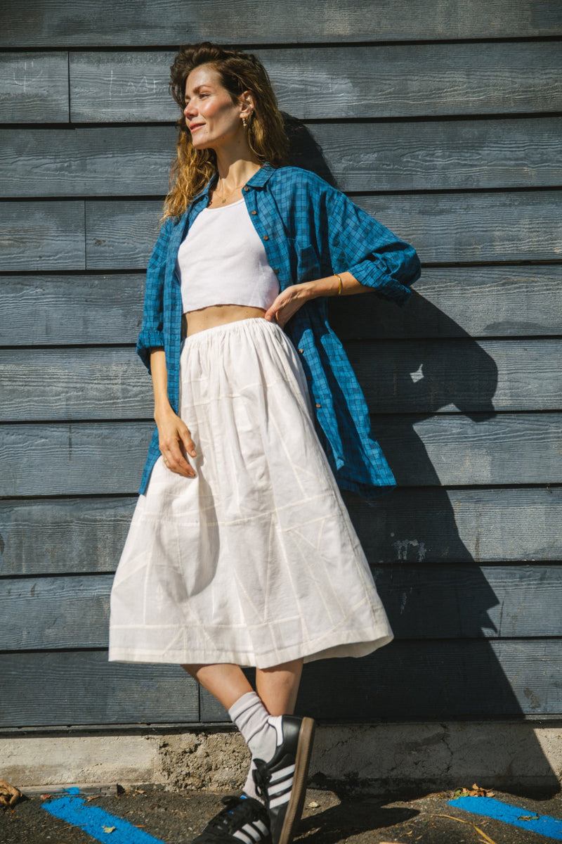 Silver Lake Skirt-White cotton by World of Crow in white color for women in Singapore