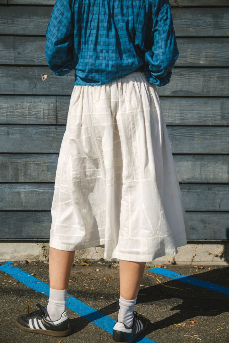Silver Lake Skirt-White cotton by World of Crow in white color for women in Singapore