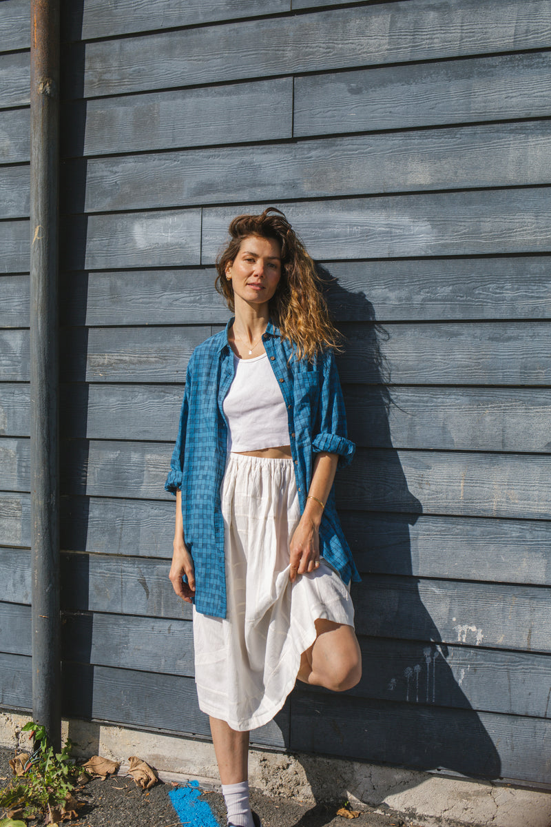 Silver Lake Skirt-White cotton by World of Crow in white color for women in Singapore