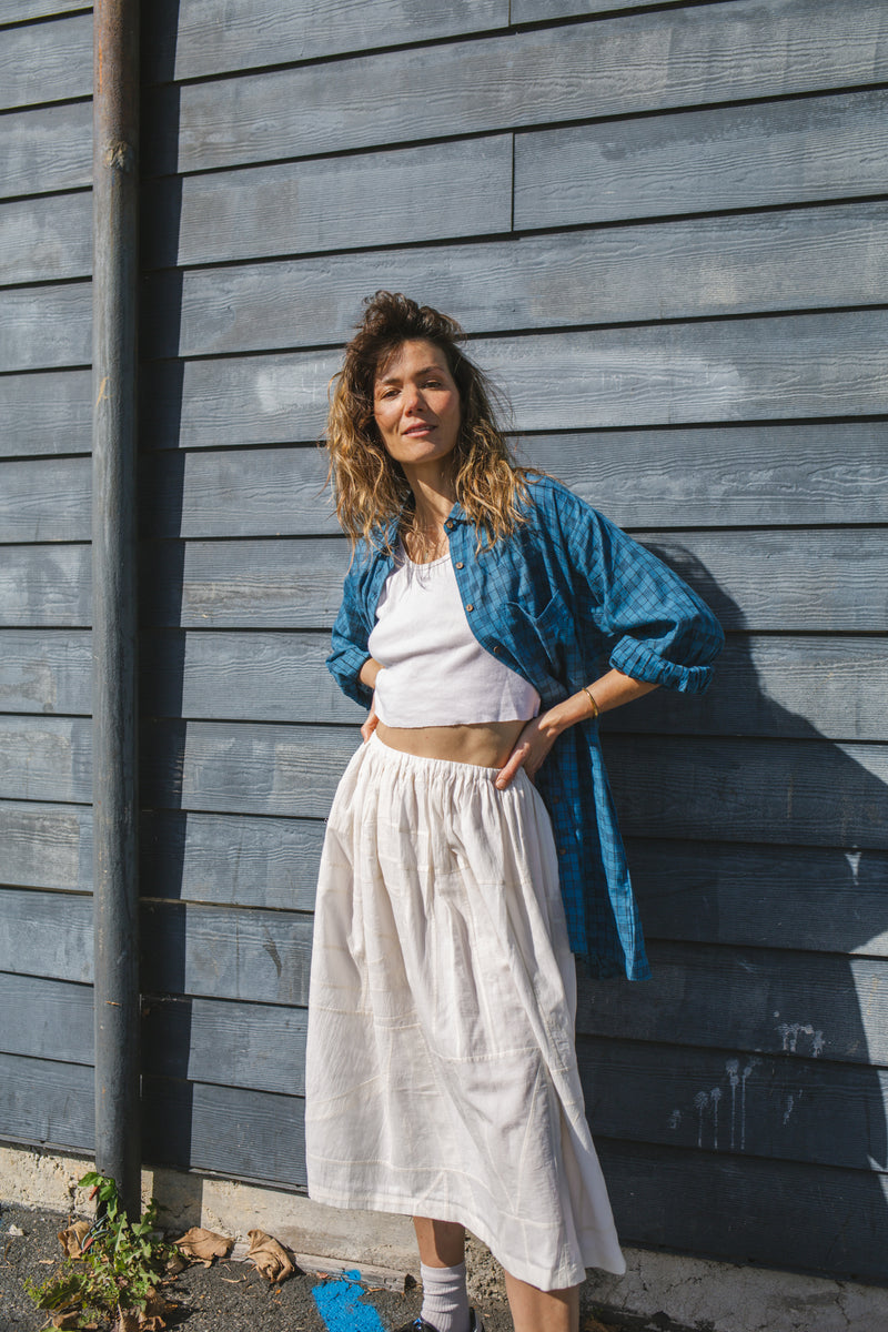 Silver Lake Skirt-White cotton by World of Crow in white color for women in Singapore