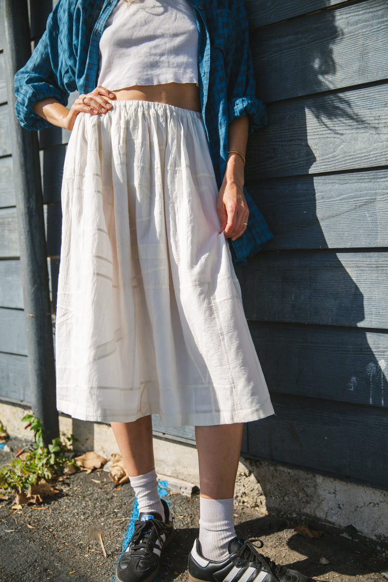 Silver Lake Skirt-White cotton by World of Crow in white color for women in Singapore