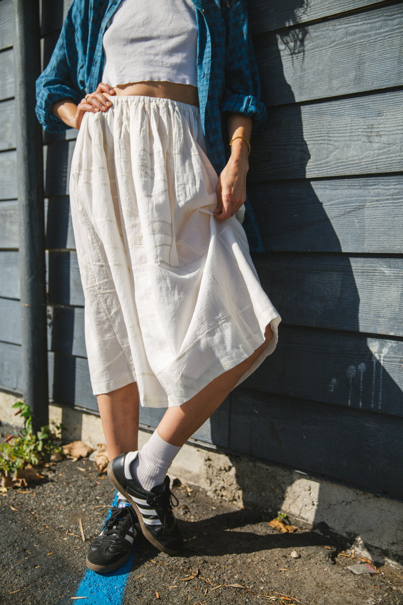 Silver Lake Skirt-White cotton by World of Crow in white color for women in Singapore