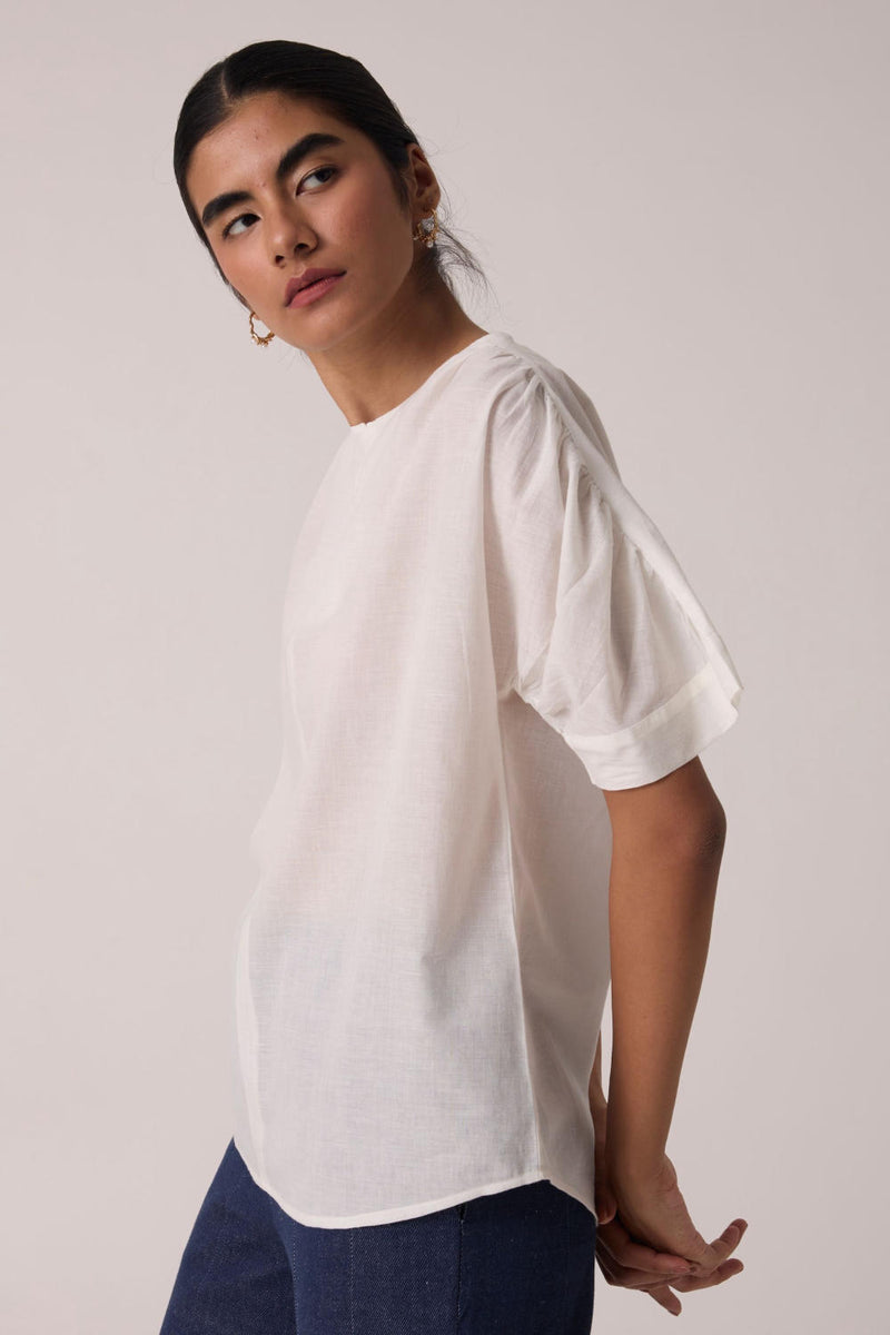 Simone Off White Cotton Top cotton by The Summer House in white color for women in Singapore