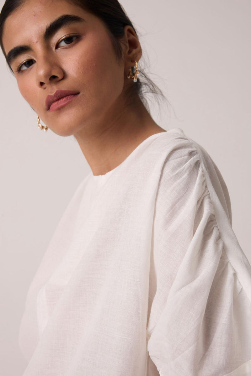 Simone Off White Cotton Top cotton by The Summer House in white color for women in Singapore